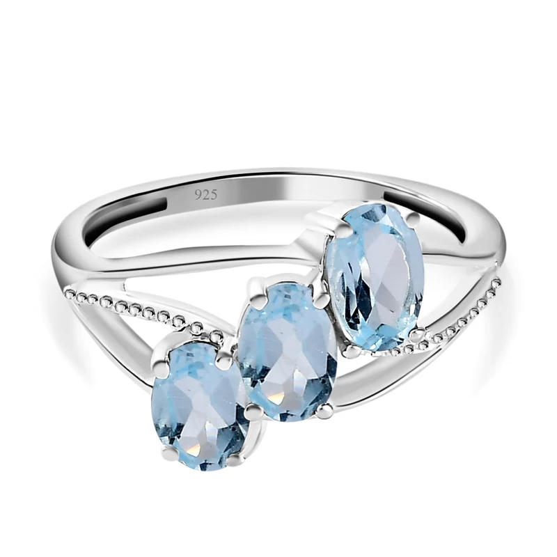 Himmelblauer Topas Ring, 925 Silber ca. 1,60 ct