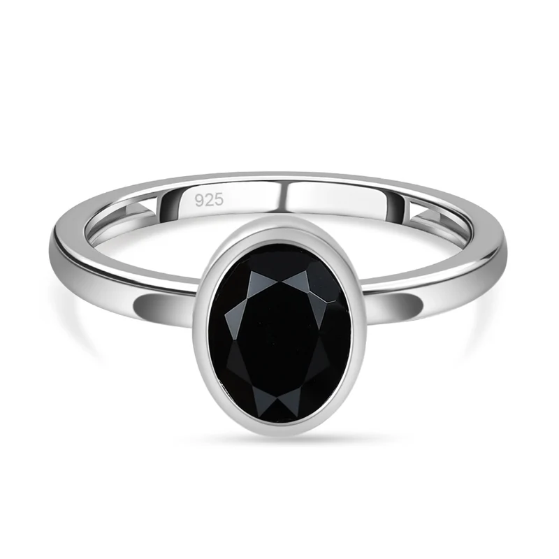 Schwarzer Spinell Ring, 925 Silber ca. 1,62 ct