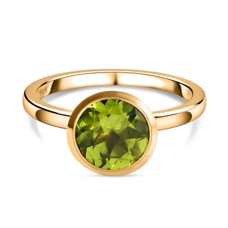 Natürlicher Peridot-Ring, 925 Silber vergoldet ca. 1.97 ct