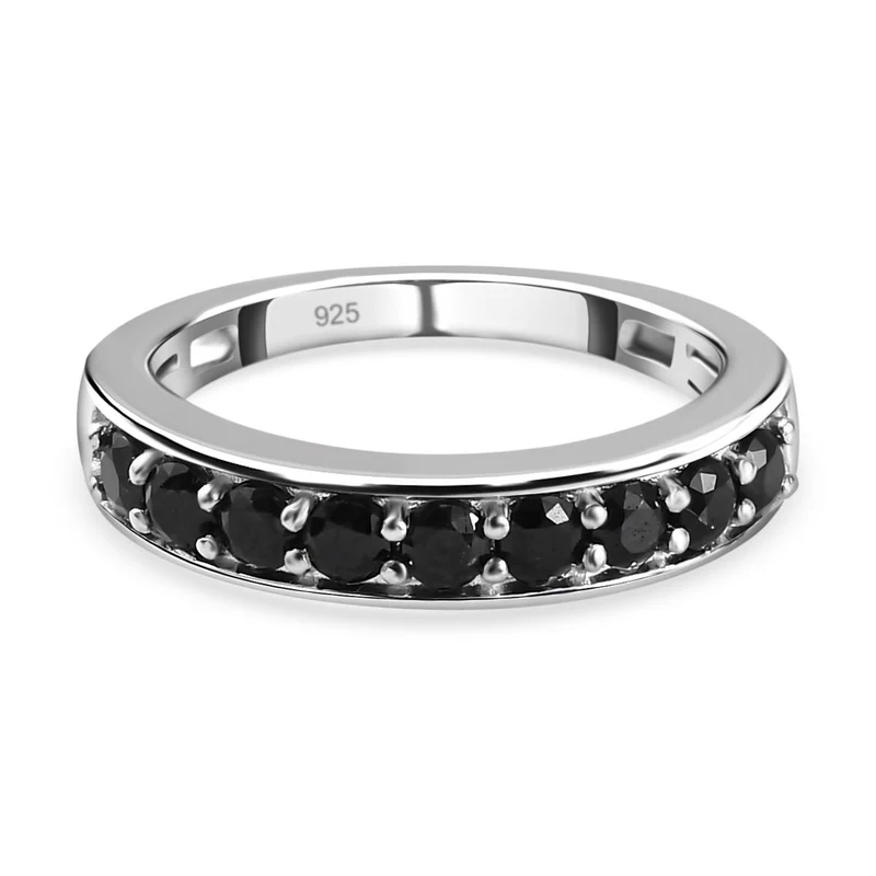 Schwarzer Saphir Ring, 925 Silber platiniert ca. 1,18 ct