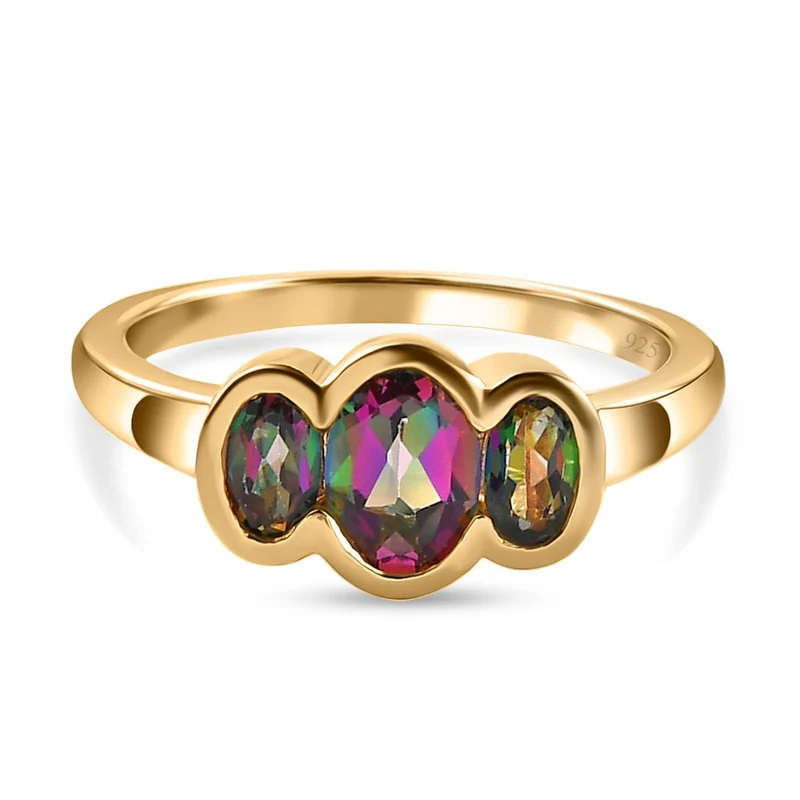 Nordlicht Mystik Topas Ring, 925 Silber vergoldet ca. 1.55 ct