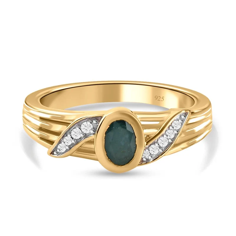 Grandidierit und weißer Zirkon-Ring, 925 Silber vergoldet ca. 0.53 ct