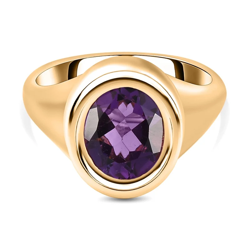 Afrikanischer Amethyst Ring, reines Messing vergoldet ca. 3,08 ct