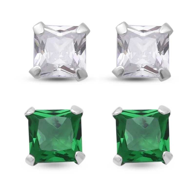 Weißer Zirkonia, Grüner Zirkonia Schmuckset ca. 3,00 ct.