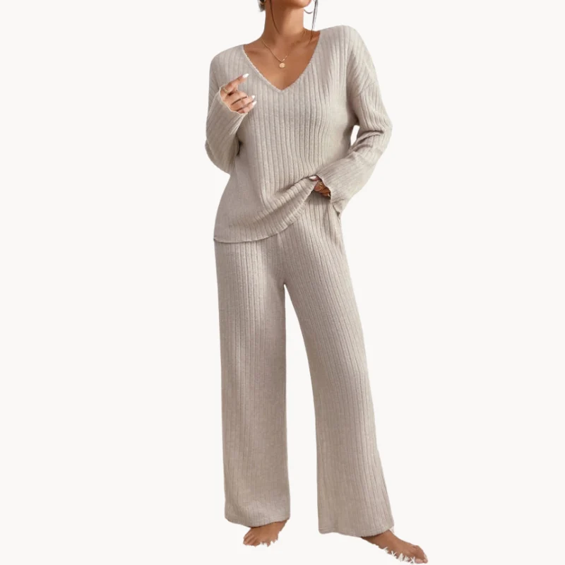 Daphne | Stilvolles geripptes Design Zweiteiliges Set für Damen