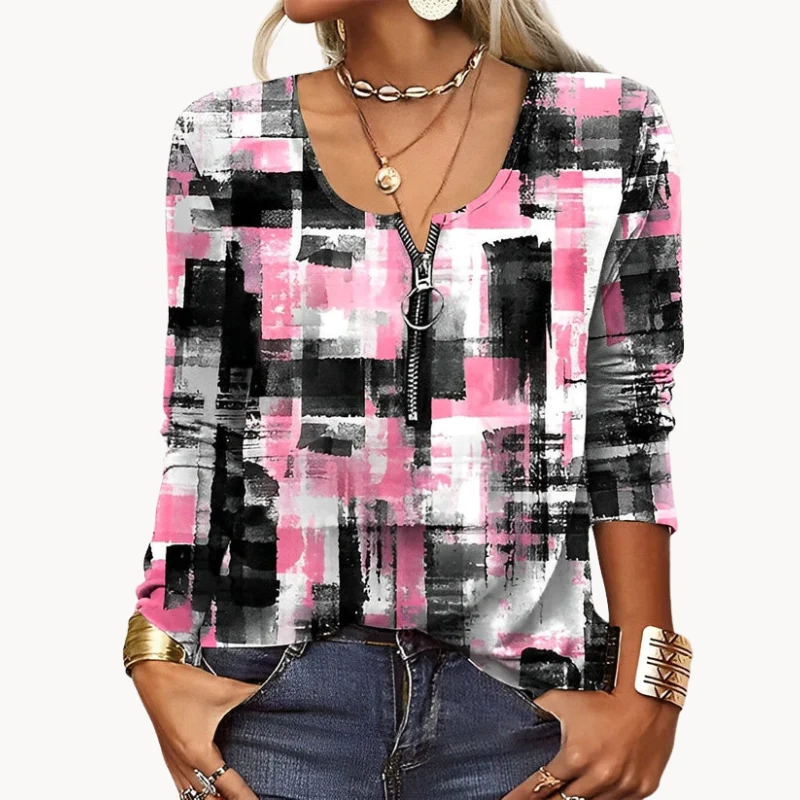 Nordic | Modern Print Stilvolle Damenbluse