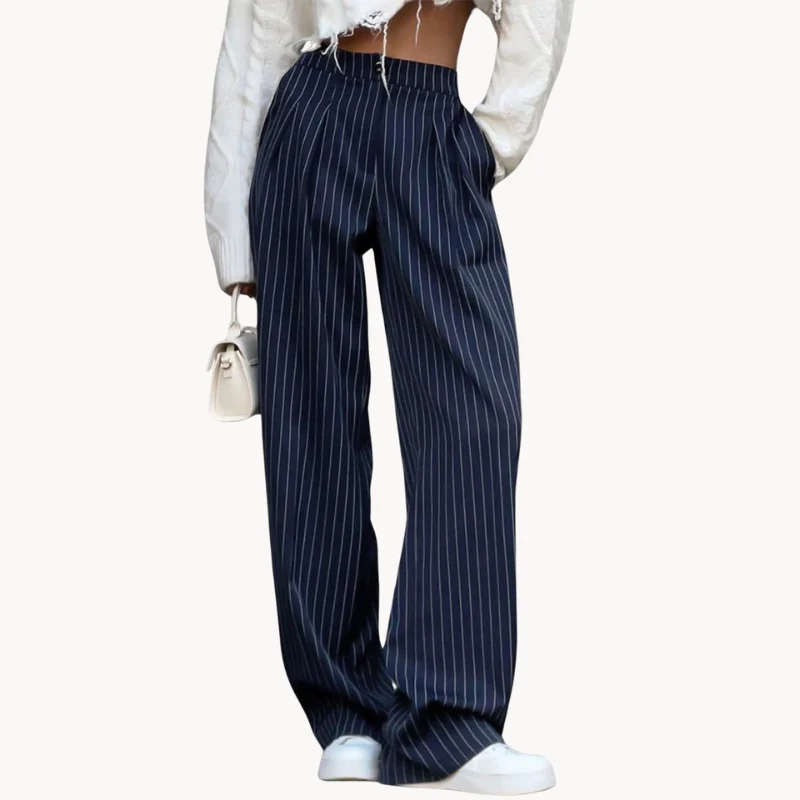 Isalie | Chic Nadelstreifen Plissee Design Damenhosen