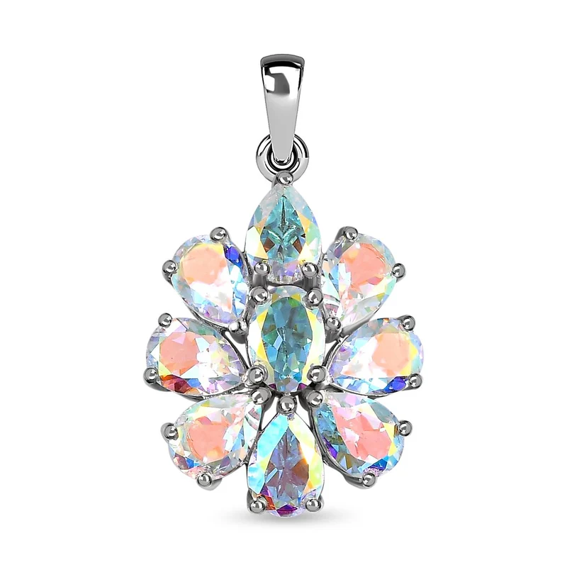 Merkur mystischer Topas Anhänger, 925 Silber platiniert ca. 7.25 ct