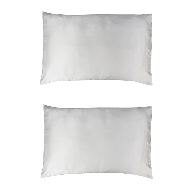 2er Set - Seidenkissenbezüge, Oberseite aus 100% Maulbeerseide, Unterseite aus Tencel Material, hypoallergen, weiß
