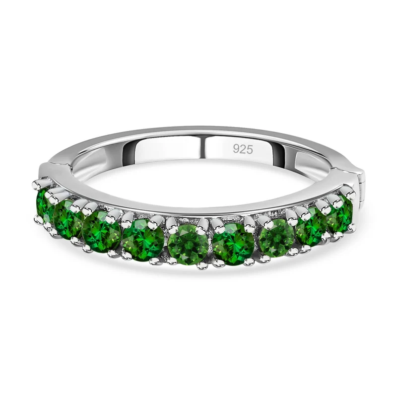 Natürlicher Chromdiopsid-Ring, 925 Silber platiniert ca. 1,18 ct