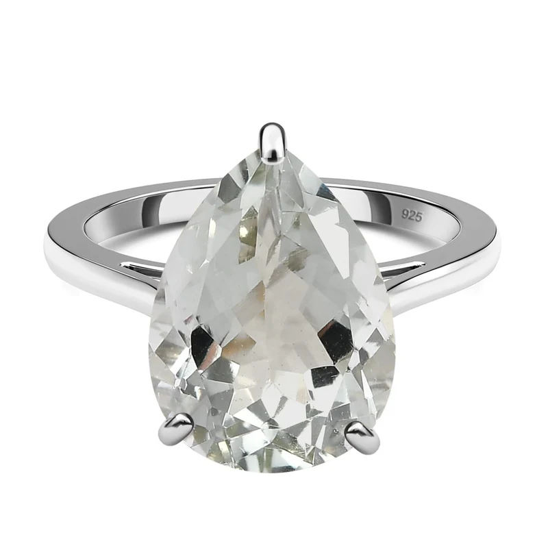 Prasiolith Ring, 925 Silber platiniert ca. 7.49 ct