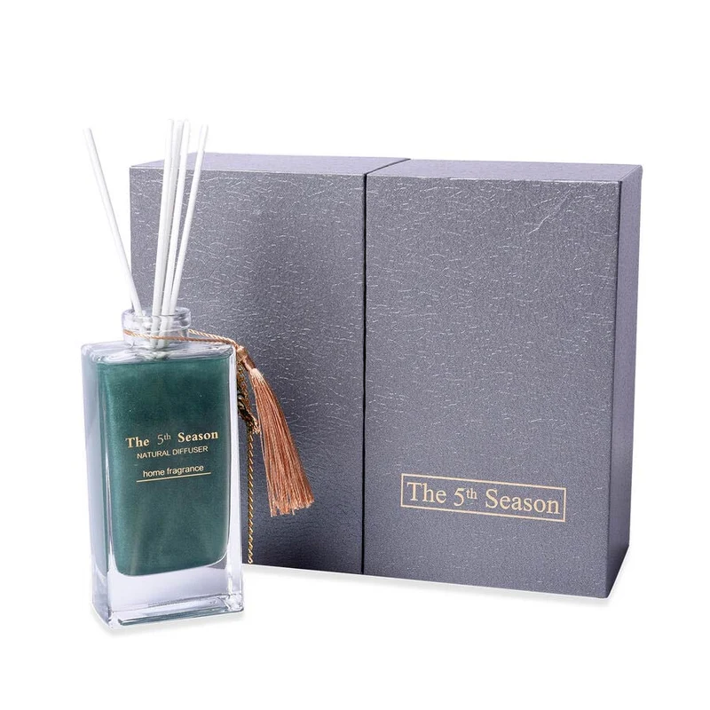 The 5th Season - 150ml Reed Diffuser Lufterfrischer in Geschenkbox mit Kunstblumen - Gold (Englische Birne und Freesie Duft)