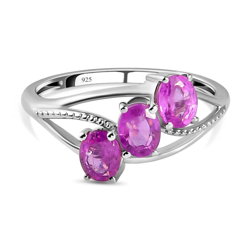 Ilakaka Rosa Saphir (Fissure gefüllt)-Ring, 925 Silber platiniert ca. 1,54 ct