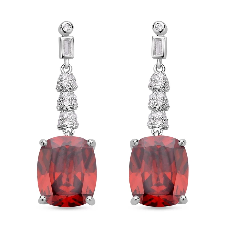 Rote und weiße Zirkonia Ohrringe, Edelstahl ca. 18.47 ct