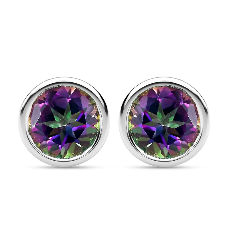 Nordlicht Mystik Topas Ohrstecker, 925 Silber platiniert ca. 2,03 ct