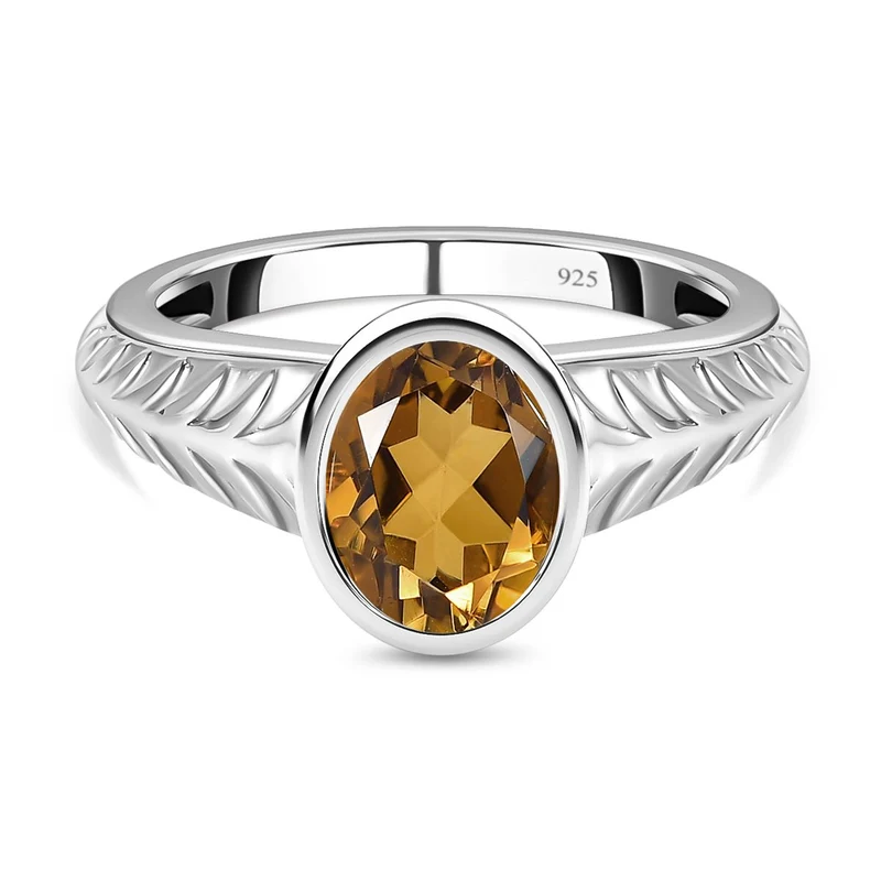 Champagner Triplette Quarz Ring, 925 Silber platiniert ca. 2.03 ct