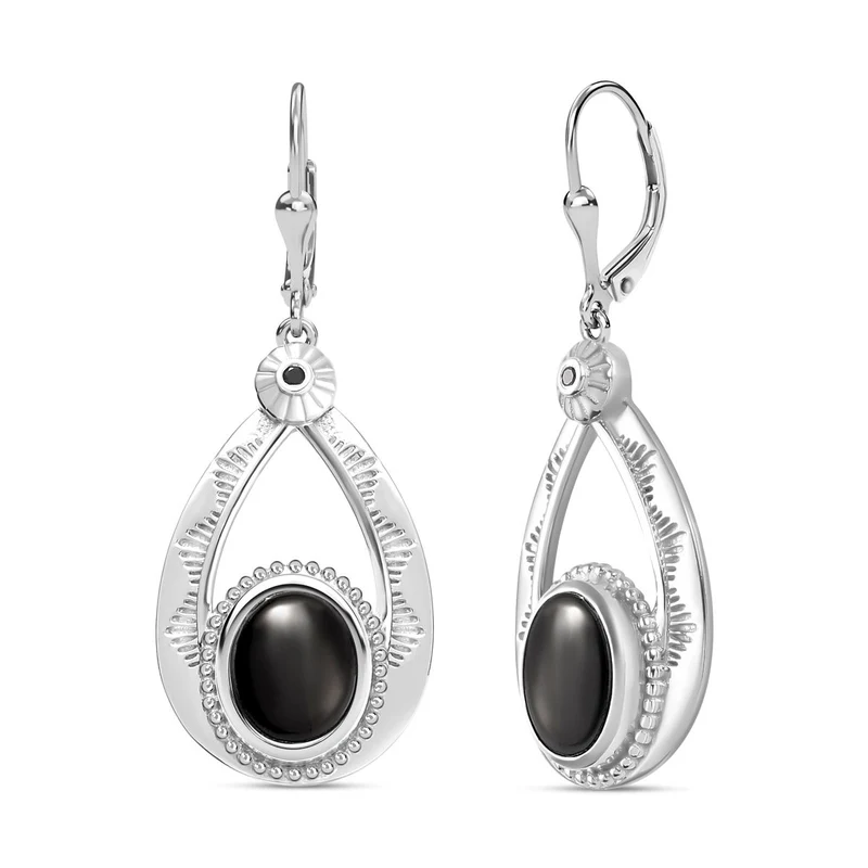 Elite Shungit, Schwarzer Spinell Ohrringe 925 Silber rhodiniert ca. 3.38 ct
