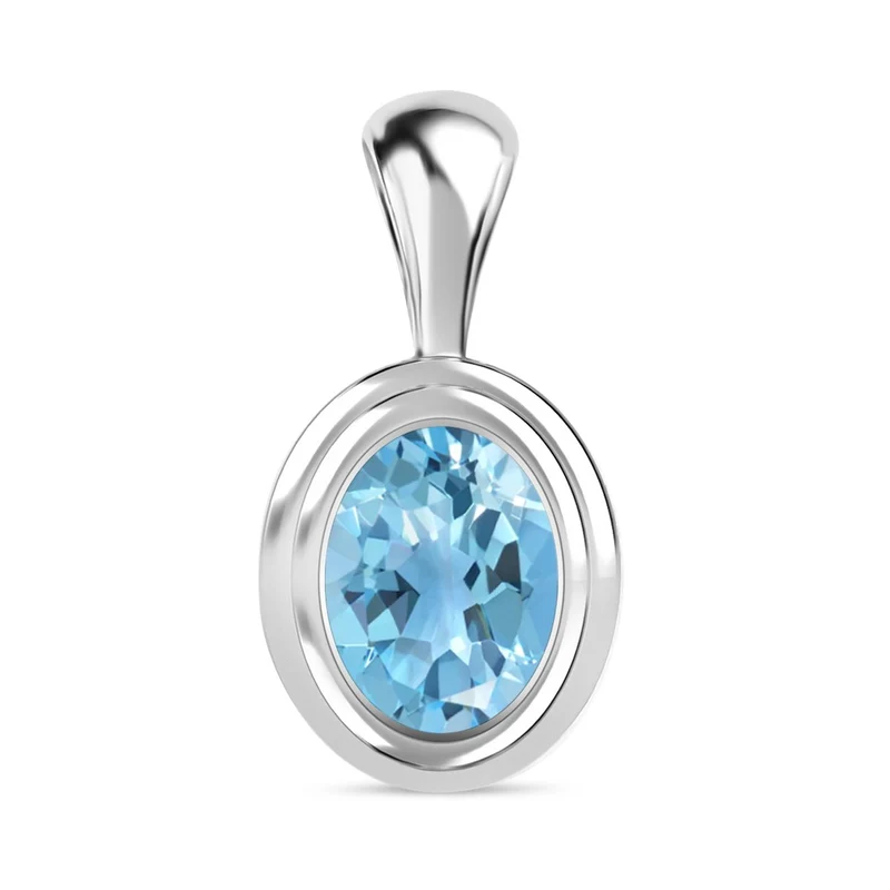 Himmelblauer Topas Anhänger, 925 Silber ca. 1.48 ct