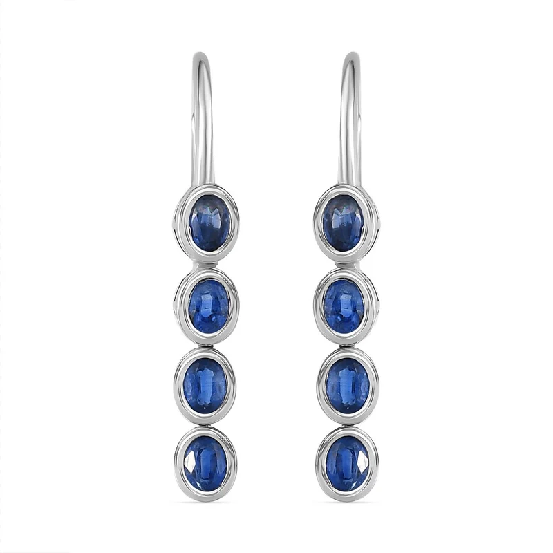 Kaschmir Kyanit Ohrringe, 925 Silber platiniert ca. 2.14 ct