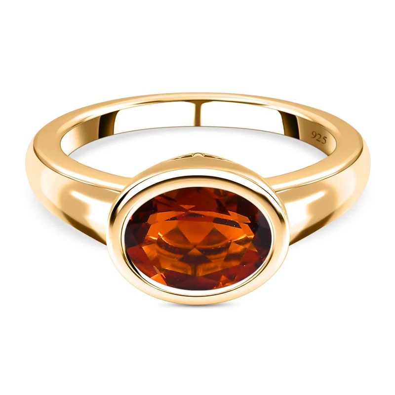Kirsch Citrin Ring, 925 Silber Gelbgold Vermeil ca. 1.66 ct