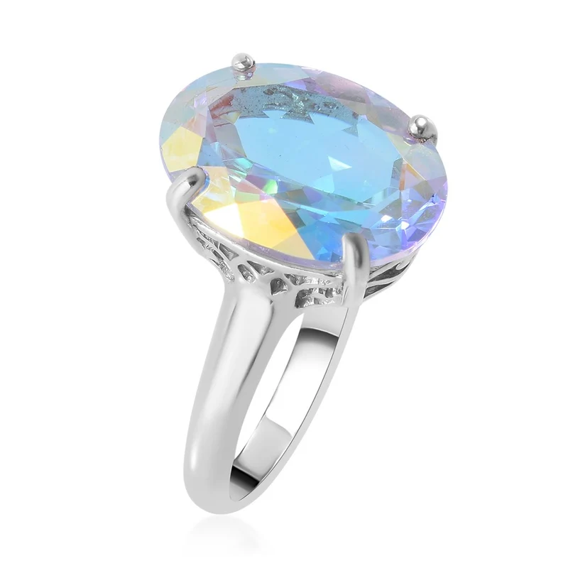 Merkur mystischer Topas Ring, 925 Silber platiniert ca. 6.90 ct