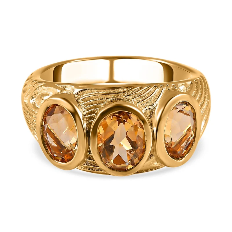 Citrin Ring, Messing vergoldet ca. 2,13 ct