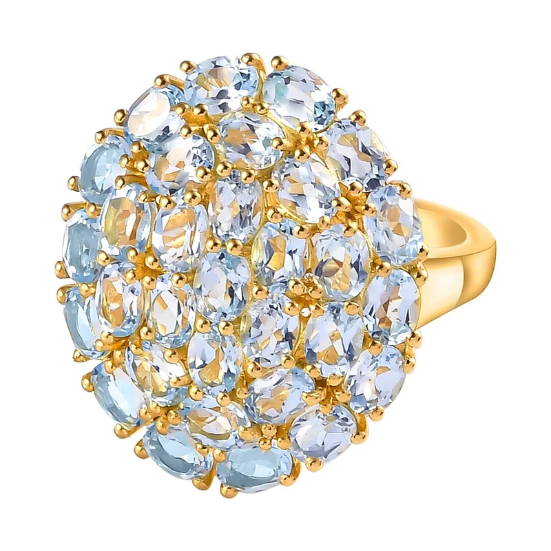Himmelblauer Topas Ring, 925 Silber Gelbgold Vermeil ca. 6,73 ct