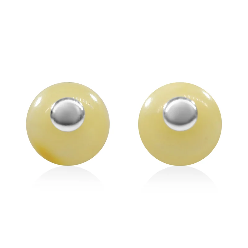 Natürliche, baltische Honig-Bernstein Ohrringe, 925 Silber ca. 1,75 ct