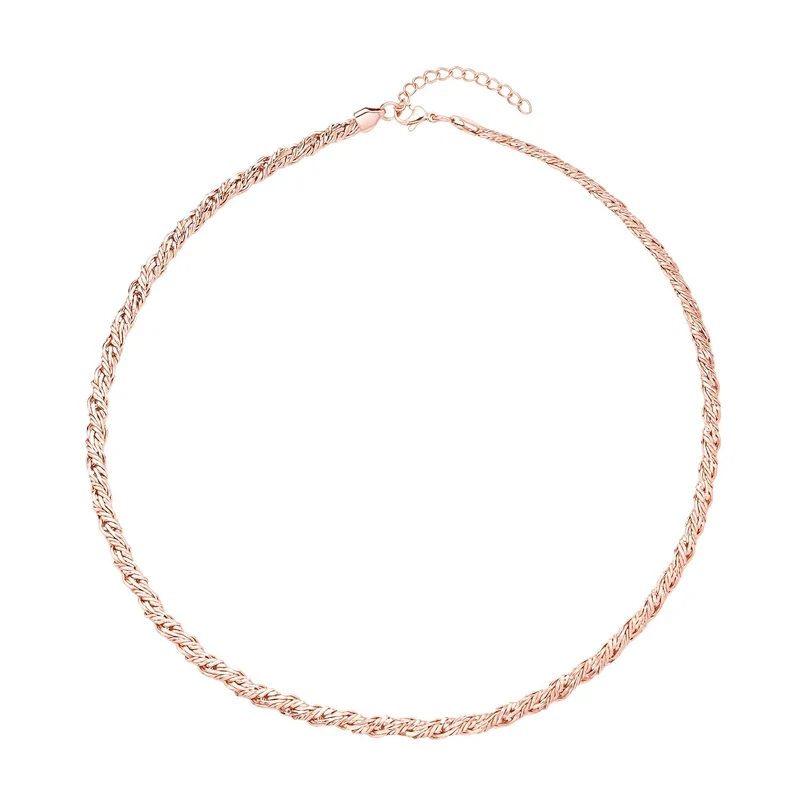 Roséfarbene Halskette, ca. 56 cm, Edelstahl ca. 31,20g