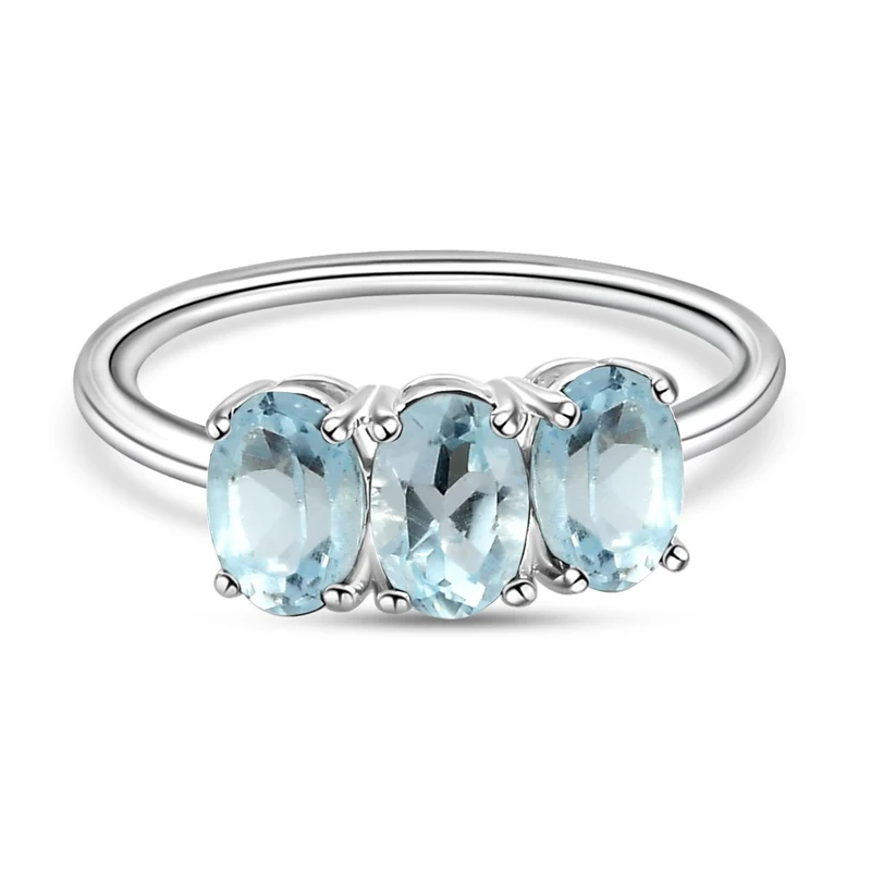 Himmelblauer Topas Ring, 925 Silber ca. 1,68 ct