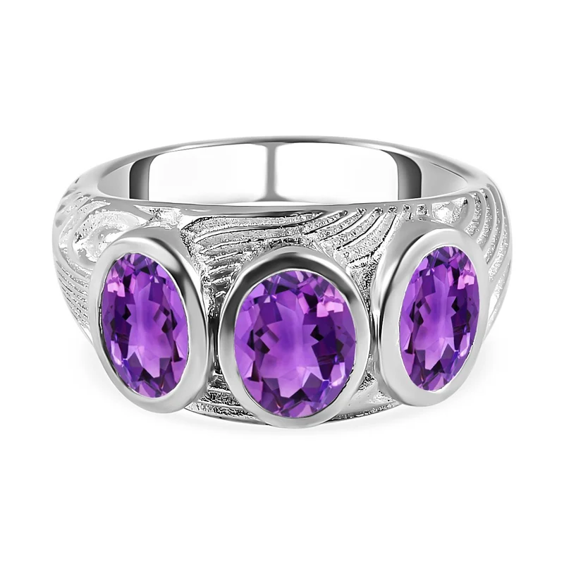 Afrikanischer Amethyst Ring, Messing platiniert ca. 2.18 ct