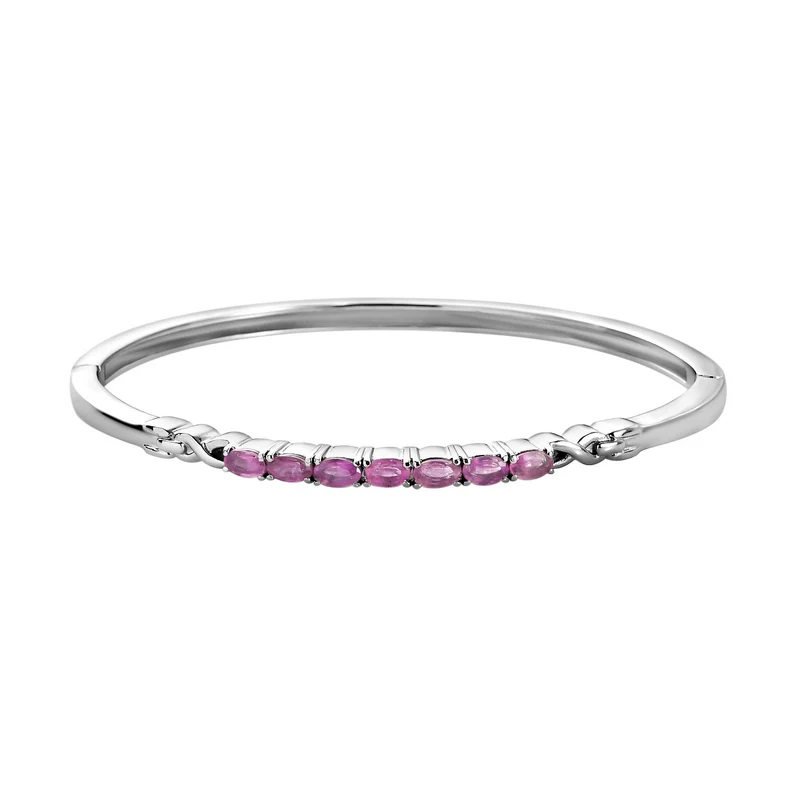 Ilakaka Rosa Saphir (Fissure gefüllt) Armreif ca. 20 cm Edelstahl ca. 2.57 ct