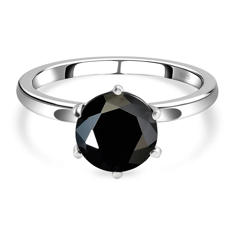 Schwarzer Turmalin Ring, 925 Silber ca. 2.06 ct