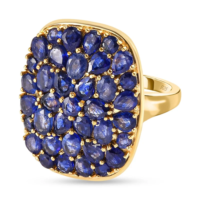 Masoala Saphir (Fissure gefüllt) Ring, 925 Silber vergoldet ca. 8.05 ct
