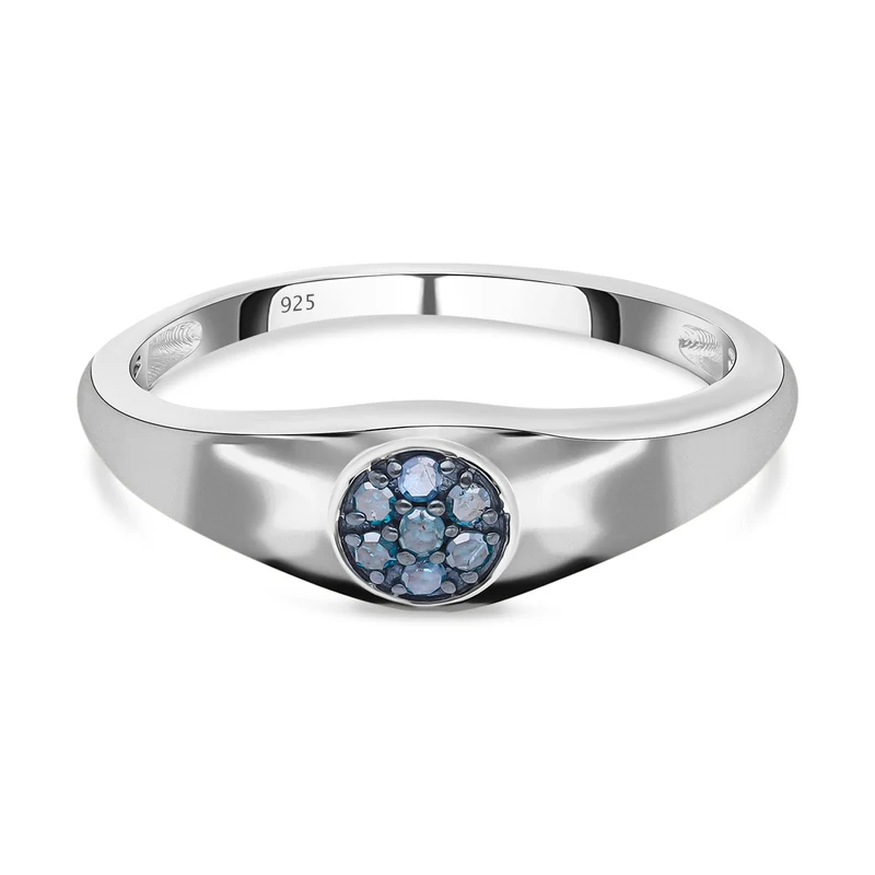 Blauer Diamant-Ring, 925 Silber platiniert ca. 0.10 ct