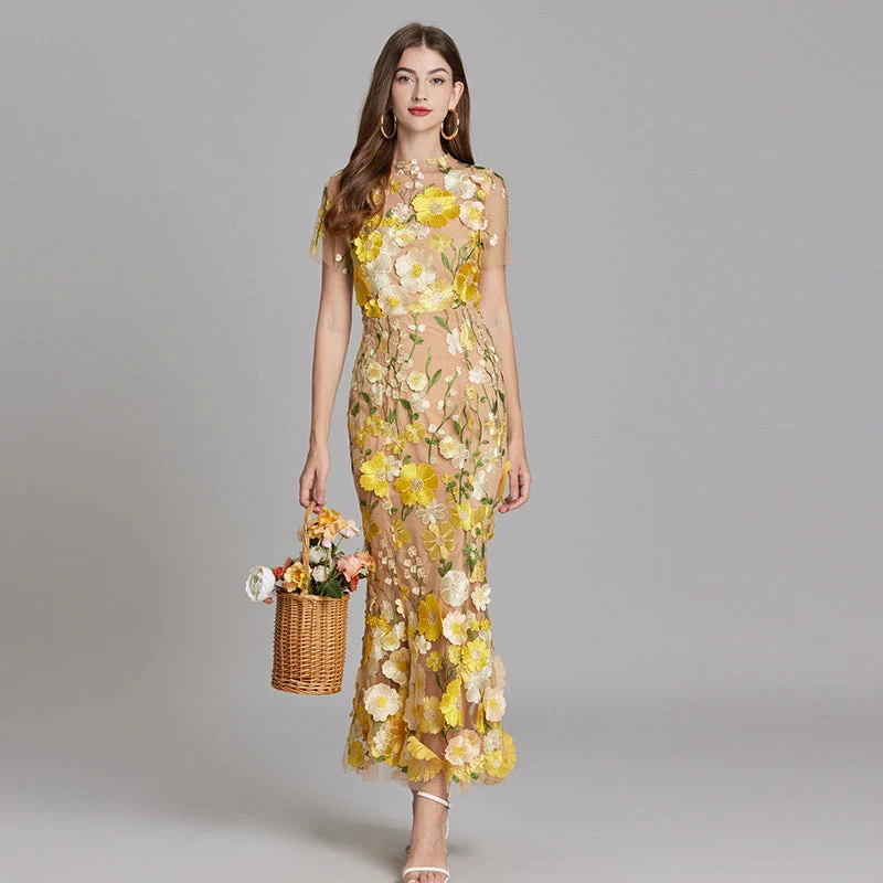 Elegantes Ärmelloses Besticktes Damenkleid | Maxi