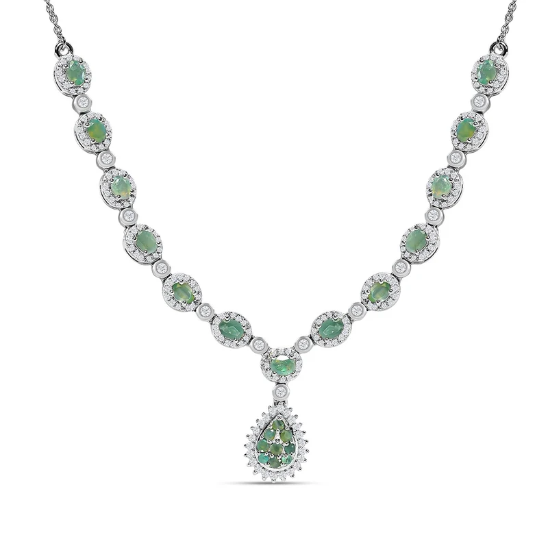 Alexandrit Halskette, ca. 45 cm, 925 Silber platiniert ca. 4.59 ct