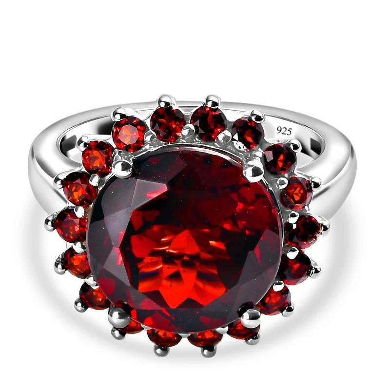 Natürlicher Mosambik Granat Ring, 925 Silber platiniert ca. 9,27 ct