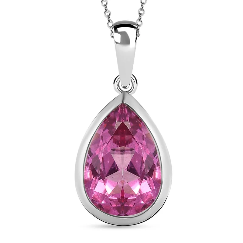Rosa mystischer Topas Anhänger mit Kette, 925 Silber platiniert ca. 3.83 ct