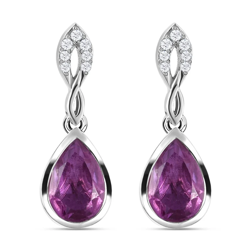 Patroke Quarz Triplette und weiße Zirkon Ohrringe, 925 Silber platiniert ca. 3.25 ct