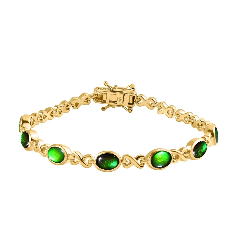 Ammolit Armband, ca. 19 cm, 925 Silber Gelbgold Vermeil ca. 5.42 ct