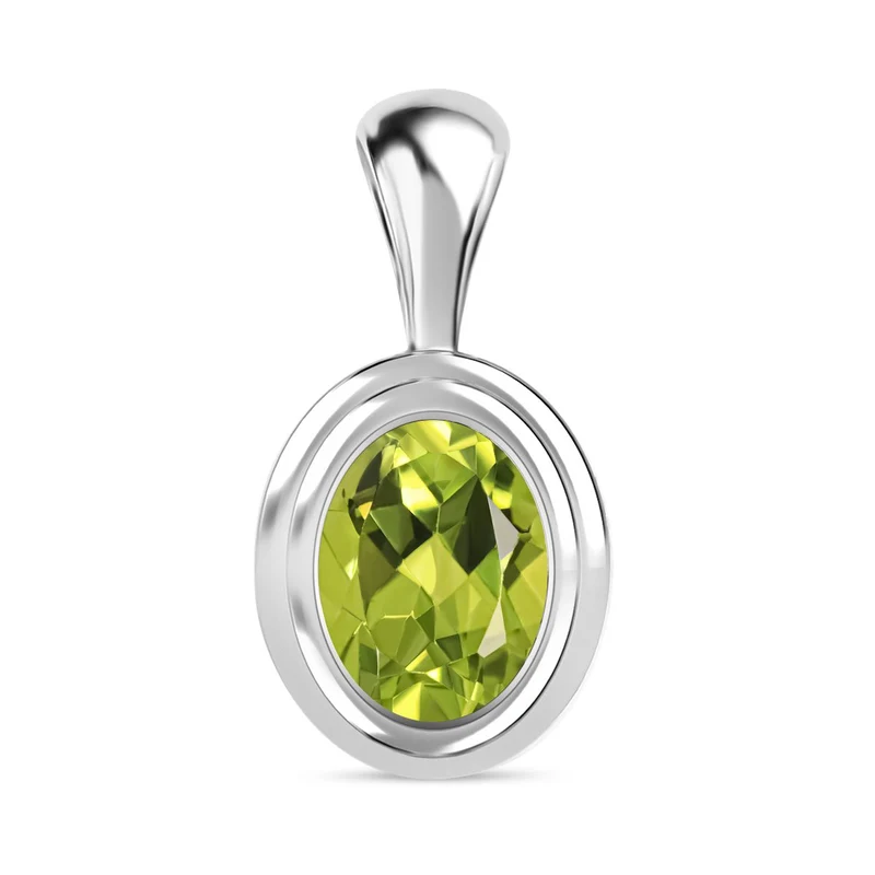 Natürlicher Peridot Anhänger, 925 Silber ca. 1.21 ct