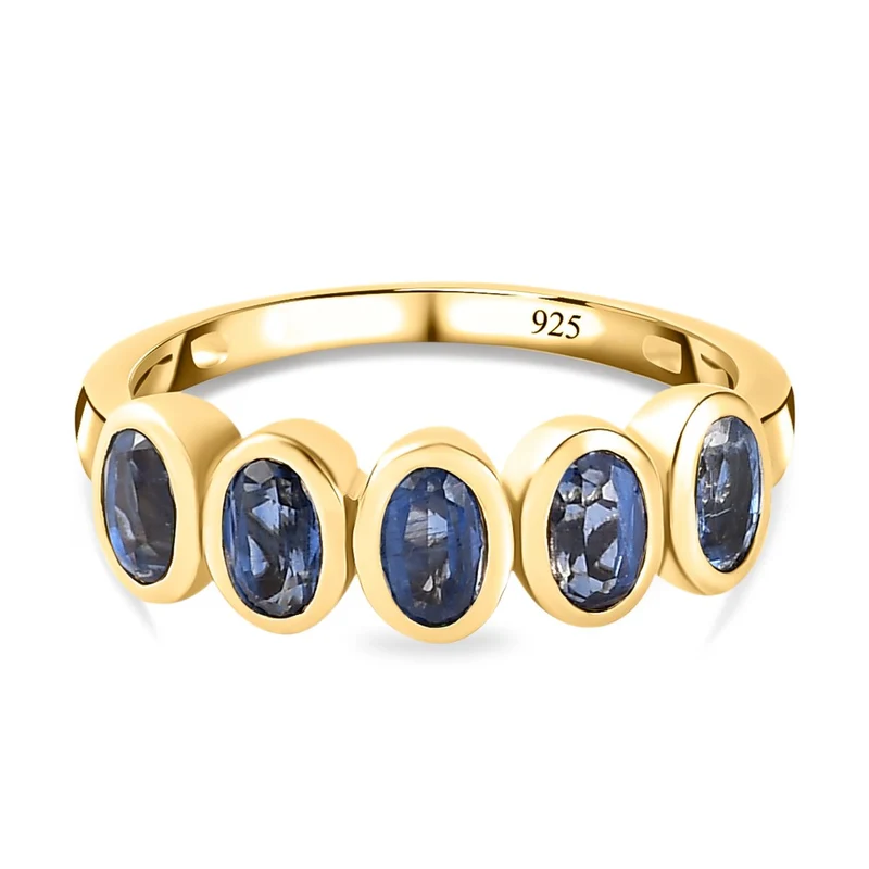Kaschmir Kyanit Ring, 925 Silber vergoldet ca. 1.74 ct