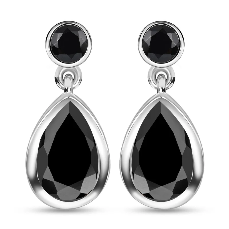Schwarze Spinell Ohrringe, 925 Silber platiniert ca. 12,38 ct