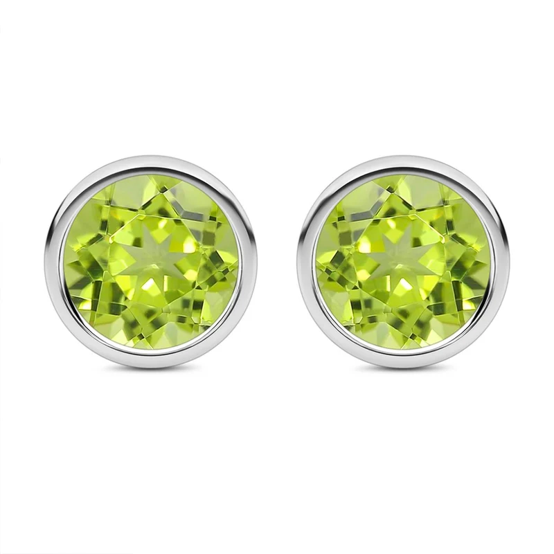 Natürliche Peridot Ohrringe, 925 Silber ca. 1.68 ct