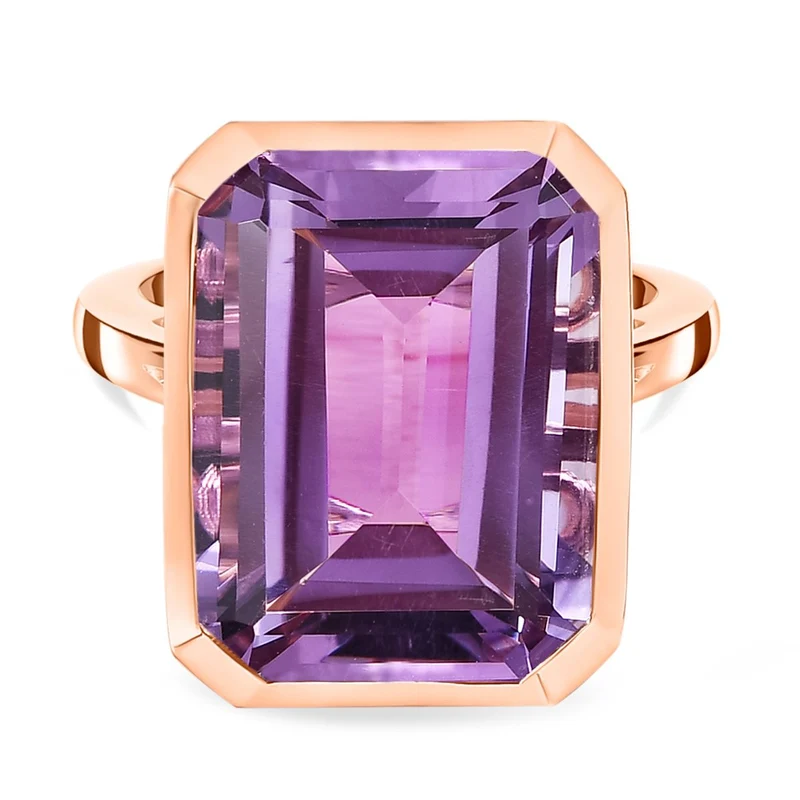 Rose De France Amethyst Ring, 925 Silber Roségold Vermeil ca. 15.34 ct