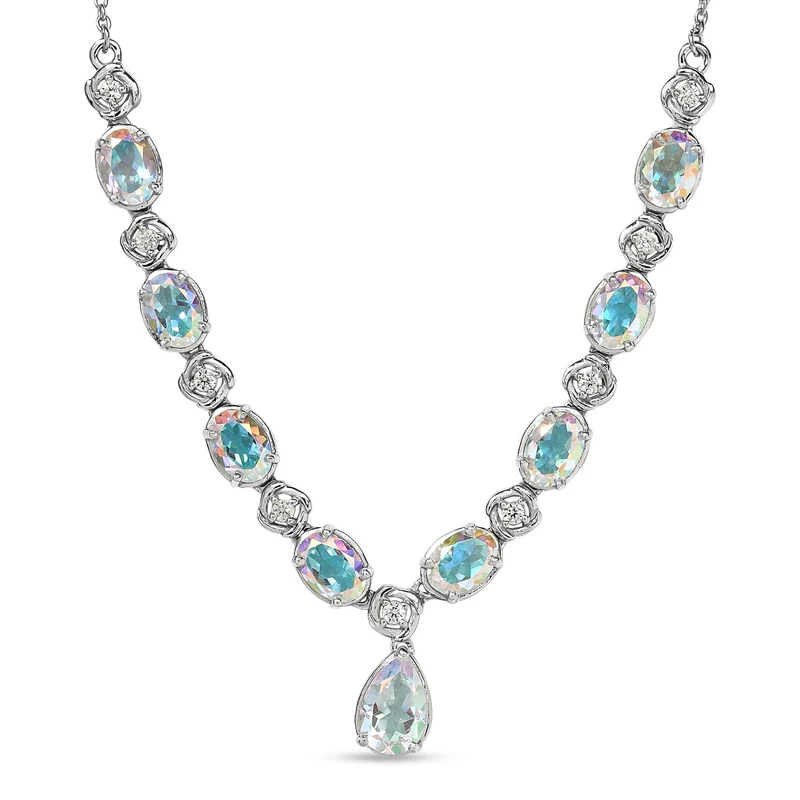 Merkur mystisches Topas Collier, ca. 45 cm, 925 Silber platiniert ca. 10.01 ct