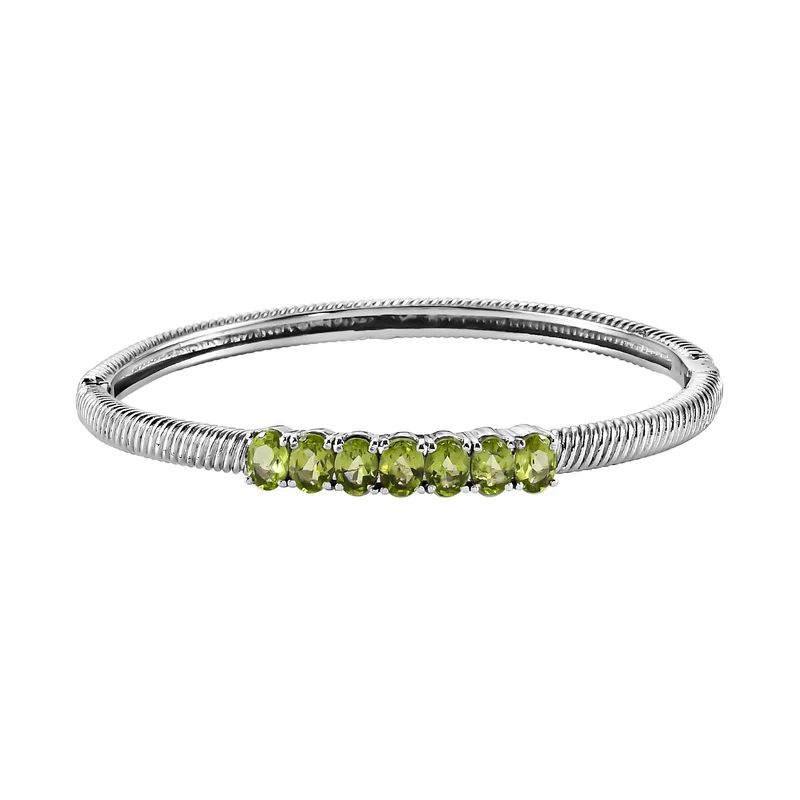 Natürlicher Peridot Armreif, ca. 19 cm, Edelstahl ca. 5.09 ct