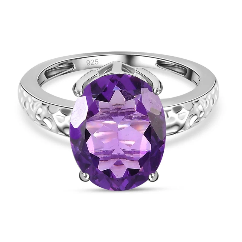 Afrikanischer Amethyst Ring, 925 Silber, , ca. 4.12 ct