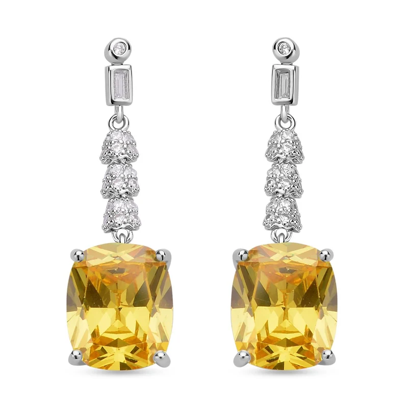 Gelbe und weiße Zirkonia Ohrringe, Edelstahl ca. 18,47 ct